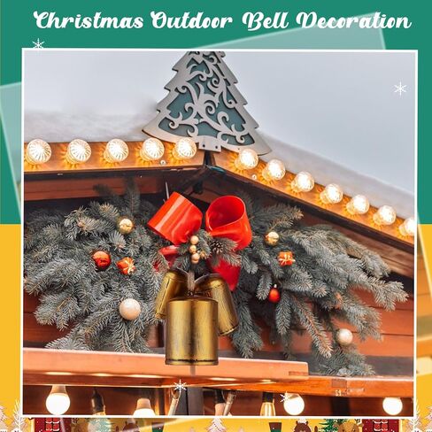 Lukmaa Set of 6 Giant Harmony Cow Bells Rustic Metal Hanging Bells Vintage Handmade Hanging Bell Cow Bells with Jute Hanging Rope Alloy Xmas Garden Bells Retro Metal Bells Wind Chimes in Kuwait