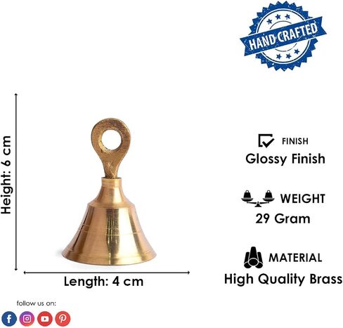 SATVIK 6 Pc Set of Brass Bell with Hanging Loops Coaster Beach Decoration Item Vintage Style Indian Bell with Jingle Ring, Wedding Bell, Christmas Bell, Cow, Elephant Bell (Small) in Saudi Arabia