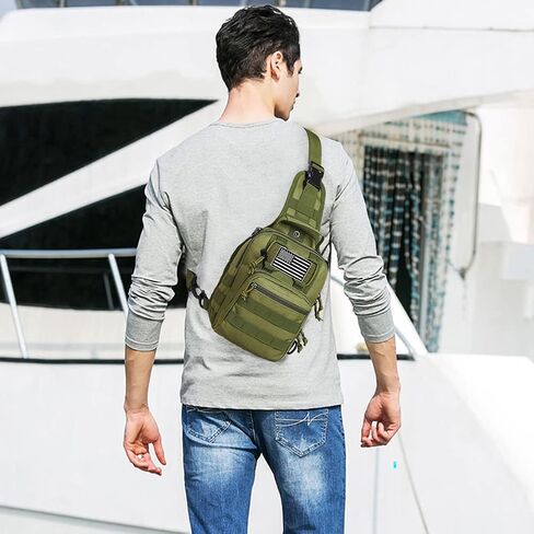 حقيبة كتف LIMHOO التكتيكية ذات حبال مع رقعة علم الولايات المتحدة الأمريكية (Acu Camo) in Kuwait