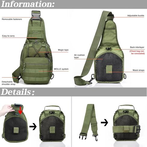 حقيبة كتف LIMHOO التكتيكية ذات حبال مع رقعة علم الولايات المتحدة الأمريكية (Acu Camo) in Kuwait