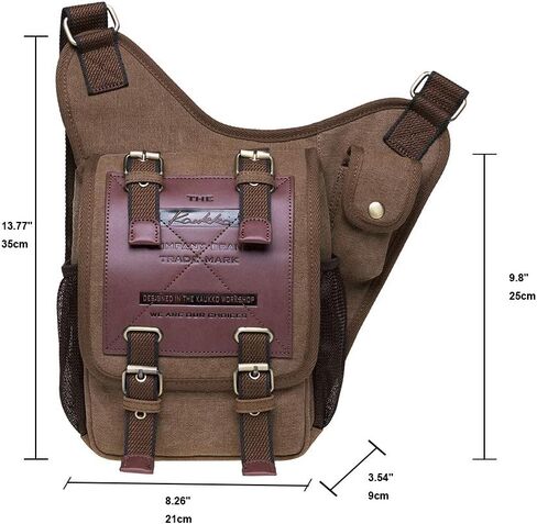 Mens Vintage Canvas Shoulder Messenger Bag Chest Leather Patchwork Messenger Bag in Saudi Arabia