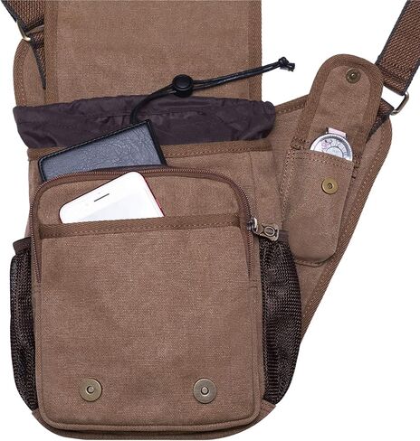 Mens Vintage Canvas Shoulder Messenger Bag Chest Leather Patchwork Messenger Bag in Saudi Arabia