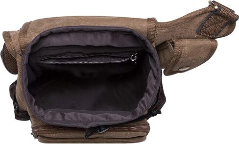 Mens Vintage Canvas Shoulder Messenger Bag Chest Leather Patchwork Messenger Bag in Saudi Arabia