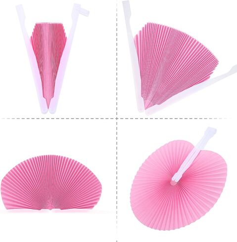 Pangda 24 Pieces Round Folding Handheld Paper Fans Assortment for Party Wedding Favor Birthday Supplies (Pink) in Saudi Arabia
