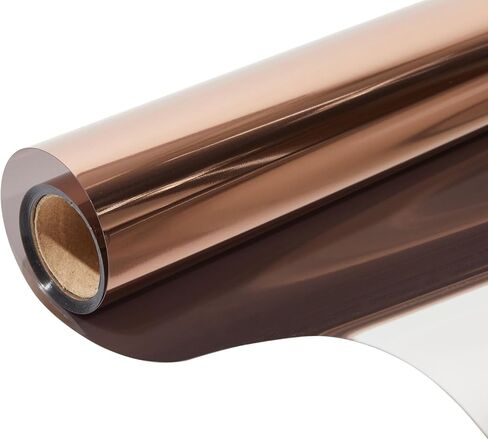 2 Pack One Way Mirror Privacy Window Film, Non-Adhesive Brown Glass Cling (17.7 inch x 6.5 Ft, 2 Rolls) in Saudi Arabia