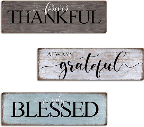 Farmhouse Home Decor Family Wall Decor for Living Room Thankful Grateful Blessed Wall Decor 16"x5" Blessed Sign Kitchen Wall Art in Kuwait