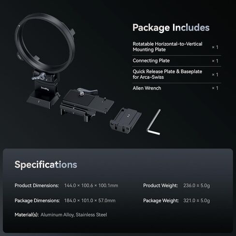 سمول رينج لوحة طوق قابلة للدوران لفوجي فيلم GFX 100S / 50S II / GFX100 II، حامل أفقي الى عمودي، طوق دوار لنوع اركا، لمانفروتو - 4305 in Saudi Arabia