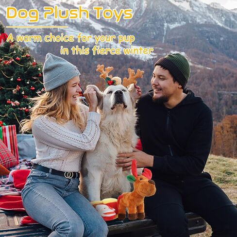 ألعاب الكلاب من رموليتي كريسماس، ألعاب جرو تصدر صوتًا مع تجعيد من القماش الناعم المتين، ألعاب كلب قطيفة تفاعلية للكلاب الصغيرة والمتوسطة والكبيرة in Kuwait
