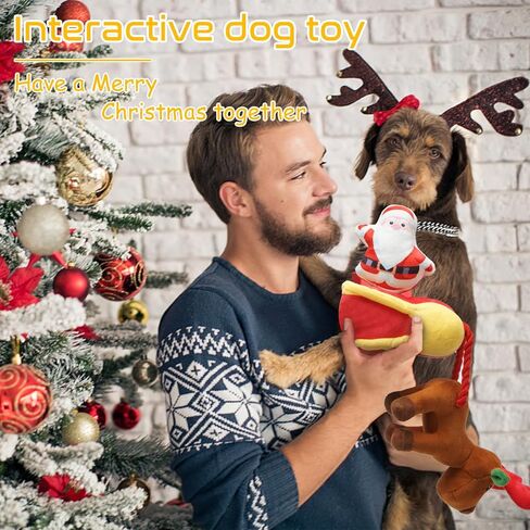 ألعاب الكلاب من رموليتي كريسماس، ألعاب جرو تصدر صوتًا مع تجعيد من القماش الناعم المتين، ألعاب كلب قطيفة تفاعلية للكلاب الصغيرة والمتوسطة والكبيرة in Kuwait