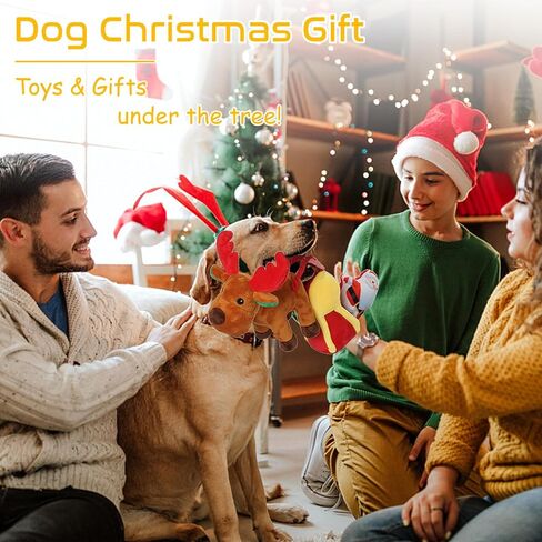 ألعاب الكلاب من رموليتي كريسماس، ألعاب جرو تصدر صوتًا مع تجعيد من القماش الناعم المتين، ألعاب كلب قطيفة تفاعلية للكلاب الصغيرة والمتوسطة والكبيرة in Kuwait