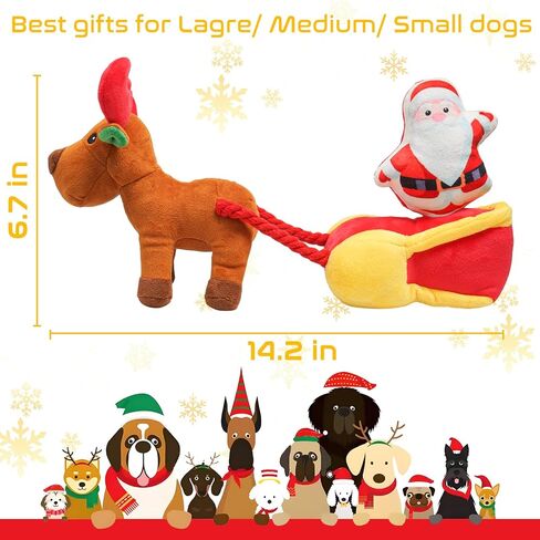 ألعاب الكلاب من رموليتي كريسماس، ألعاب جرو تصدر صوتًا مع تجعيد من القماش الناعم المتين، ألعاب كلب قطيفة تفاعلية للكلاب الصغيرة والمتوسطة والكبيرة in Kuwait