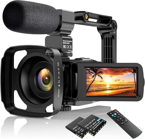 كاميرا فيديو UHD 2.7K 30FPS 36MP IR Night Version Vlogging Camera Recorder 16X كاميرا تكبير رقمية مع شاشة لمس 3.0 بوصة، ميكروفون، مثبت يدوي، غطاء عدسة، جهاز تحكم عن بعد، بطاريتان in Kuwait