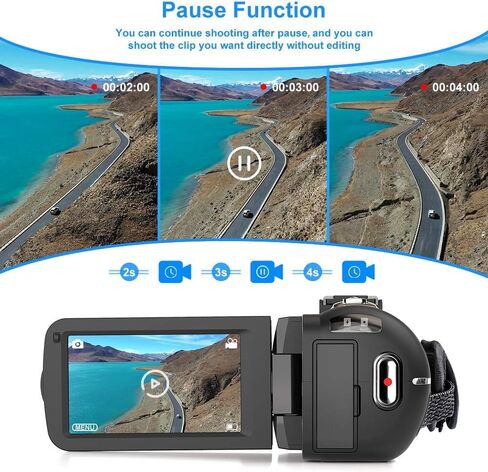 كاميرا فيديو UHD 2.7K 30FPS 36MP IR Night Version Vlogging Camera Recorder 16X كاميرا تكبير رقمية مع شاشة لمس 3.0 بوصة، ميكروفون، مثبت يدوي، غطاء عدسة، جهاز تحكم عن بعد، بطاريتان in Kuwait