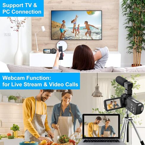 كاميرا فيديو UHD 2.7K 30FPS 36MP IR Night Version Vlogging Camera Recorder 16X كاميرا تكبير رقمية مع شاشة لمس 3.0 بوصة، ميكروفون، مثبت يدوي، غطاء عدسة، جهاز تحكم عن بعد، بطاريتان in Kuwait