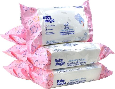 بيبي ماجيك مناديل مبللة لتنظيف الاطفال، خالية من العطور، 80 قطعة (عبوة من 6 قطع) in Kuwait