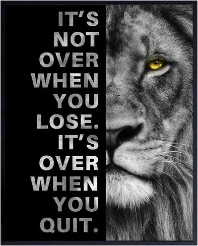 Office Wall Art For Men 11x14 - Inspirational Wall Decor - Motivational quote - positive affirmation Wall Art - Gym Motivation Poster - Man cave Wall Decorations - Lion Wall Decor - LARGE Unframed in Saudi Arabia
