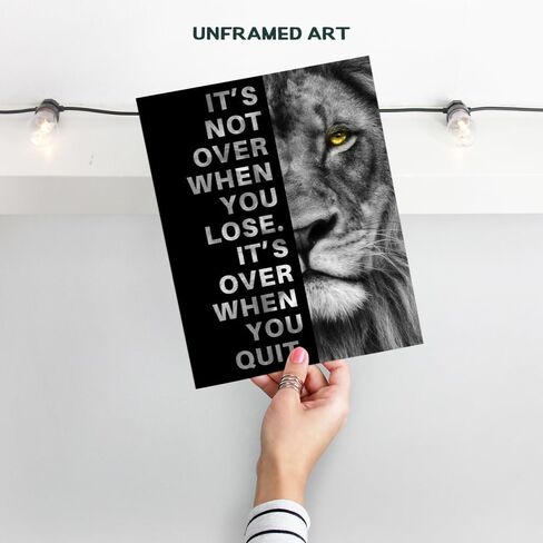 Office Wall Art For Men 11x14 - Inspirational Wall Decor - Motivational quote - positive affirmation Wall Art - Gym Motivation Poster - Man cave Wall Decorations - Lion Wall Decor - LARGE Unframed in Saudi Arabia