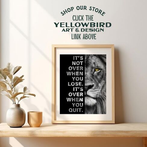 Office Wall Art For Men 11x14 - Inspirational Wall Decor - Motivational quote - positive affirmation Wall Art - Gym Motivation Poster - Man cave Wall Decorations - Lion Wall Decor - LARGE Unframed in Saudi Arabia
