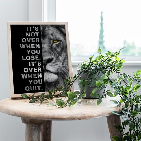 Office Wall Art For Men 11x14 - Inspirational Wall Decor - Motivational quote - positive affirmation Wall Art - Gym Motivation Poster - Man cave Wall Decorations - Lion Wall Decor - LARGE Unframed in Saudi Arabia