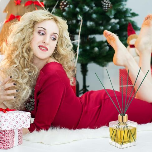 Demissle 50 Pieces Christmas Scented Fir Reed Diffuser Sticks 10 Inch Scented Green Aroma Essential Oil Diffuser Sticks Refill Replacement for Aroma Fragrance in Saudi Arabia