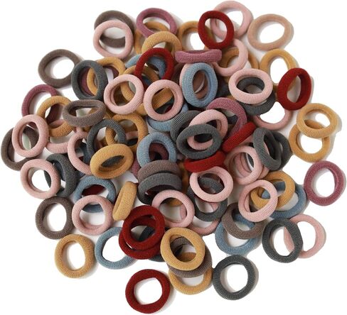 100Pcs Seamless Cotton Hair Ties for Toddler Girls Elastics Hair Ties No Damage Diameter 1 inch Ponytail Holders Baby Thin Hair Blue in Saudi Arabia