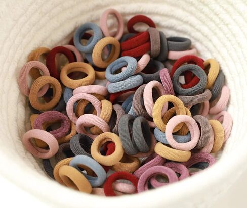 100Pcs Seamless Cotton Hair Ties for Toddler Girls Elastics Hair Ties No Damage Diameter 1 inch Ponytail Holders Baby Thin Hair Blue in Saudi Arabia