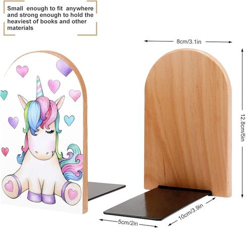 NFGSE ملون ماجيك يونيكورن خشبي غير قابل للانزلاق ينتهي كتاب ديكور منزلي زوج واحد/2 قطعة نهايات كتاب تدعم كتب المكتبة والأفلام وأقراص DVD والمجلات وألعاب الفيديو in Kuwait