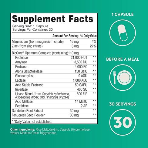 مكمل لتسهيل عملية الهضم بالجذع والجذور | 10+ إنزيمات هضمية | يعزز الهضم الصحي، ويخفف الغازات، ويخفف الانتفاخ | نباتي وخالي من الغلوتين، 30 كبسولة in Kuwait