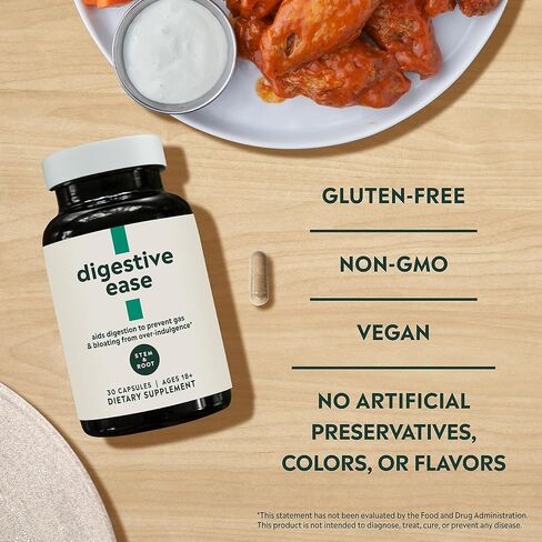 مكمل لتسهيل عملية الهضم بالجذع والجذور | 10+ إنزيمات هضمية | يعزز الهضم الصحي، ويخفف الغازات، ويخفف الانتفاخ | نباتي وخالي من الغلوتين، 30 كبسولة in Kuwait