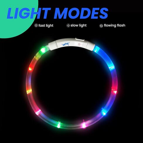 طوق كلب مضيء LED من WePet، قابل لإعادة الشحن عبر USB، قلادة أمان أساسية للمشي ليلاً، ضوء فلاش، متوهج، قابل للقص، قابل للتعديل، مقاس واحد، أخضر in Kuwait