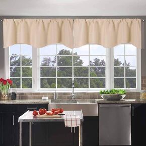2 Pieces Valances for Window Blackout Valance Curtains Primitive Scalloped Kitchen Valances Rod Pocket Window Valances for Living Room Bedroom, 52x18 Inch Length Grey Farmhouse Valances in Kuwait