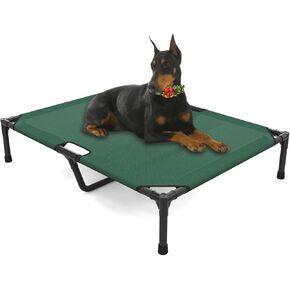 سرير الكلاب المرتفع من FIOCCO - أسرة مهود الكلاب المرتفعة شديدة التحمل مع شبكة قابلة للغسل وقابلة للتنفس، سرير محمول للحيوانات الأليفة مقاوم للمضغ للاستخدام الداخلي والخارجي، سرير تبريد للكلاب الكبيرة، أخضر مسود in Kuwait