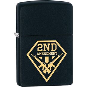 ولاعة Zippo المخصصة: التعديل الثاني، جمجمة وبنادق - كروم مصقول 78702 in Kuwait