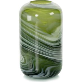 Glass Vase for Floral Centerpiece,Hand Blown Cloud Pattern Bottle,Modern Flower Vase for Dining Room, Living Room, Tabletop,Center Decor(Dark Green) in Kuwait