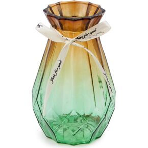OFFIDIX Flower Vase, Gradient Multicolor with Geometric Faceted Design Art Decorative Glass Vase for Wedding, Dinning, Bookshelf, Home Decoration or Gift