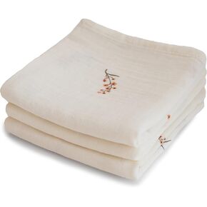 mushie Muslin Baby Cloths | 100% Organic Cotton | 23.5" x 23.5" (Flowers) 3-Pack in Saudi Arabia
