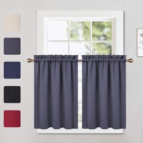 نانان ستائر تعتيم رمادية للمطبخ، ستائر نافذة حمام مزرعة معزولة حراريًا للمطبخ، رمادي 52 × 15 بوصة in Kuwait