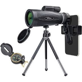 تلسكوب أحادي العيون 12 × 60 عالي الطاقة مع بوصلة وحامل الهاتف الذكي فيديو 2020 أحدث مضاد للماء للطائر الرياضي مشاهدة السفر الصيد التخييم شاطئ المراقبة in Kuwait