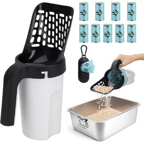 MYPIN Cat Litter Scooper with Bags, Upgraded Cat Litter Shovel with Holder and Waste Can, Cat Scooper with Extra 135 Count Litter Waste Bags, Large Capacity Portable Litter Shovel in Kuwait