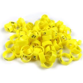 SRRPSPIGEON Pigeon Ring Bird Leg Bands Foot Ring Leg Ring Multi-Color Numbered 1-100 8mm Racing Parrot Chicks Duck Clip Rings Band (White)