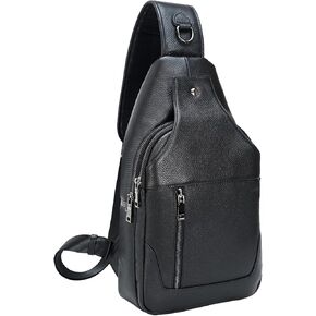 Full Grain Leather Crossbody Sling Bag Chest Backpack Outdoor Travel Hiking Sports Daypacks in Kuwait