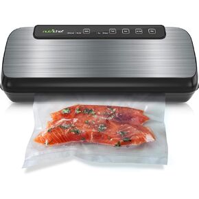 Automatic Vacuum Sealer Machine System - Home Kitchen Simple and Compact Sealing System, Fresh Saver Meal, Storage for Dry/Moist Product, Includes Plastic Roll Bag Starter Kit - NutriChef in Kuwait