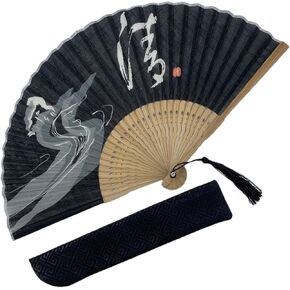 8.3in black bamboo hand floding fan, Japanese rave fan in Saudi Arabia