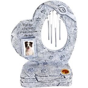 Pet Memorial Stone w/ Candle Holder, Waterproof Photo Frame & Wind Chimes, Dog Memorial Gifts for Loss of Dog, Dog Bereavement Gift - Positivity Sales in Saudi Arabia