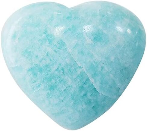 karma gems Amazonite Crystal 1 Inch Mini Heart Puff Stone - Pocket Massage Worry Stone for Natural Body Chakra Balancing, Reiki Healing and Crystal Grid in Saudi Arabia