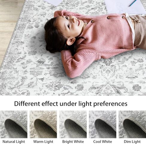 CAROMIO Hallway Runner Rug Vintage Runner Rug Retro Floral Entryway Rug, Washable Stain Resistant Non-Slip Rug Runner Oriental Distressed Entrance Carpet for Laundry Kitchen, Blue, 2' x 6' in Kuwait