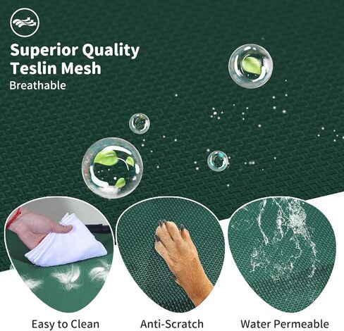 FIOCCO Raised Dog Bed - Heavy Duty Raised Dog Cots Beds with Washable & Breathable Mesh, Portable Chew Proof Pet Bed for Indoor & Outdoor, Cooling Dog Bed for Large Dogs, Blackish Green in Kuwait