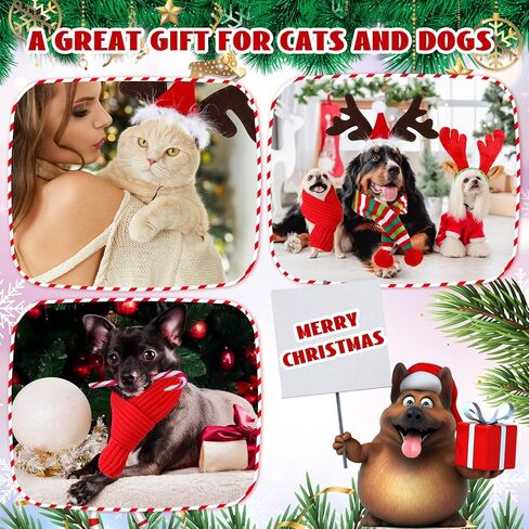 Zubebe 4 Pcs Dog Christmas Antlers Headband with Dog Christmas Scarf Set Dog Christmas Outfit Reindeer Antlers Dog Headband Holiday Scarf for Xmas Party Pets Dog Costumes Accessories in Saudi Arabia