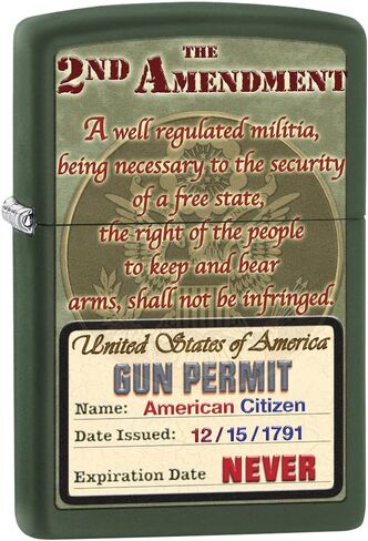 Zippo Lighter: Second Amendment Gun Shield - Black Matte 79551 in Saudi Arabia