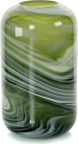 Glass Vase for Floral Centerpiece,Hand Blown Cloud Pattern Bottle,Modern Flower Vase for Dining Room, Living Room, Tabletop,Center Decor(Dark Green) in Kuwait